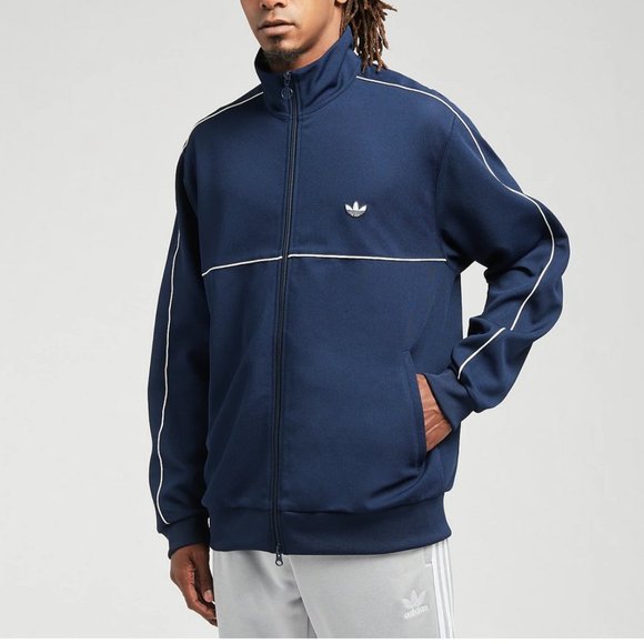 Adidas Men's Lifestyle Track Jacket, Full Zip, Two Front Waist Pockets, Indigo - Picture 12 of 13